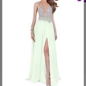 Gorgeous Mint Prom Dress with sparkly sheer top